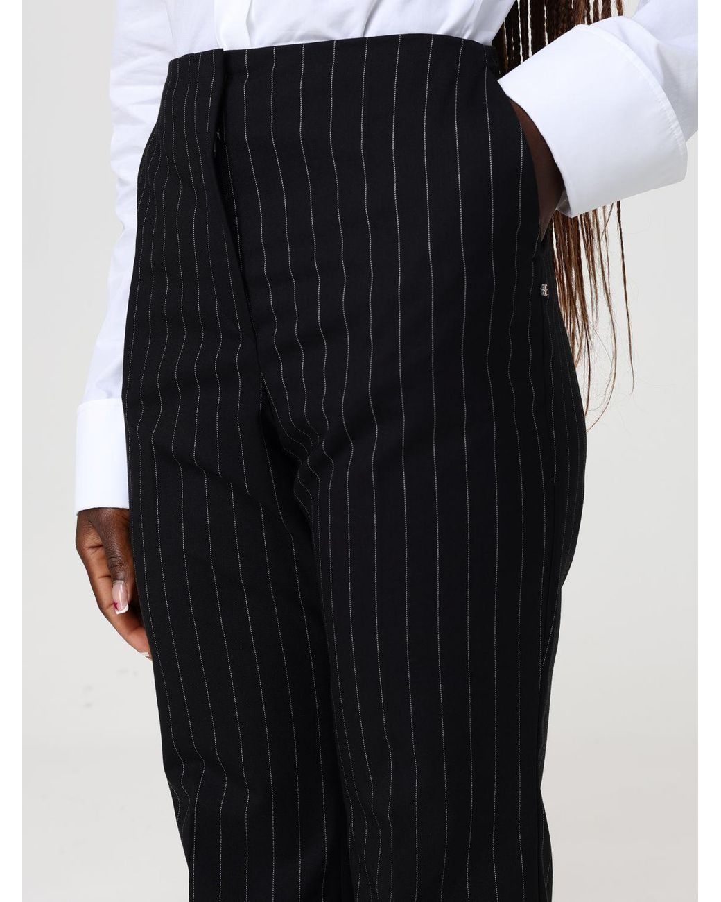 Sportmax Black Striped Wool Blend Flared Trousers