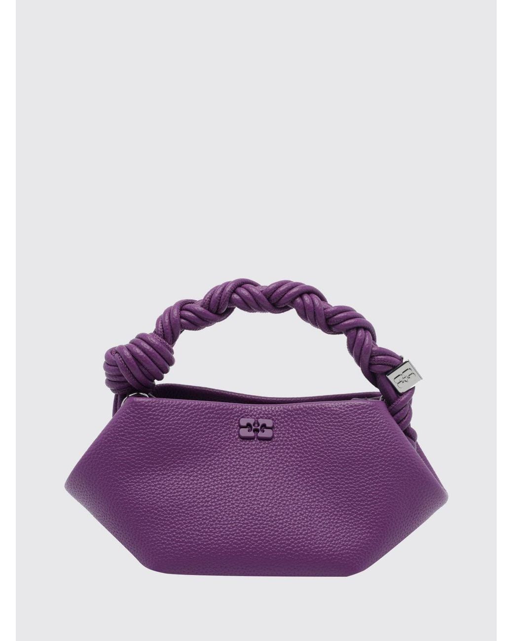 Ganni Purple Small Bou Handbag With Braided Handle And Butterfly Logo
