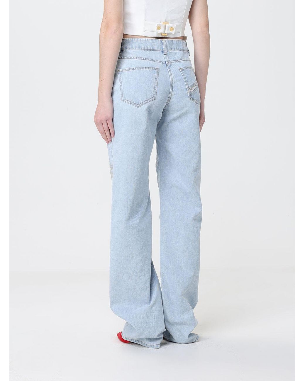 Elisabetta Franchi Blue Distressed Denim Straight Jeans