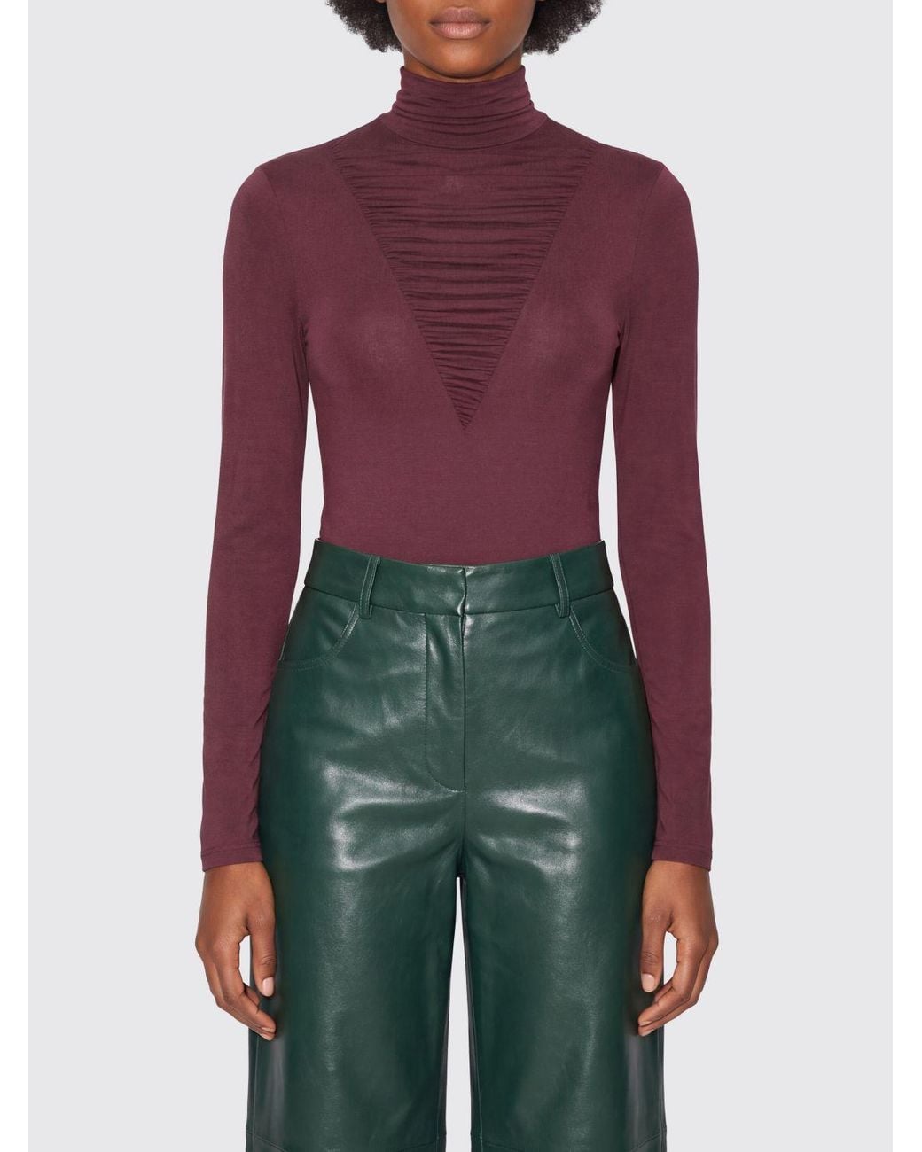Nissa Red Slim Fit Turtleneck Jumper