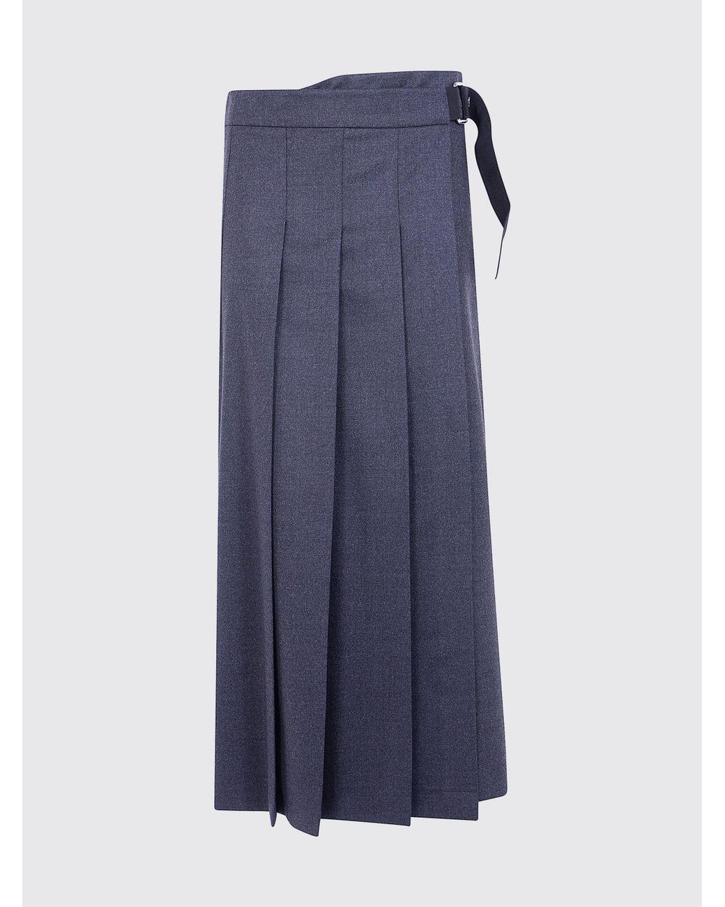 P.A.R.O.S.H. Blue P.A.R.O.S.H. Ludy High-Waisted Pleated Wool-Blend Midi Wrap Skirt