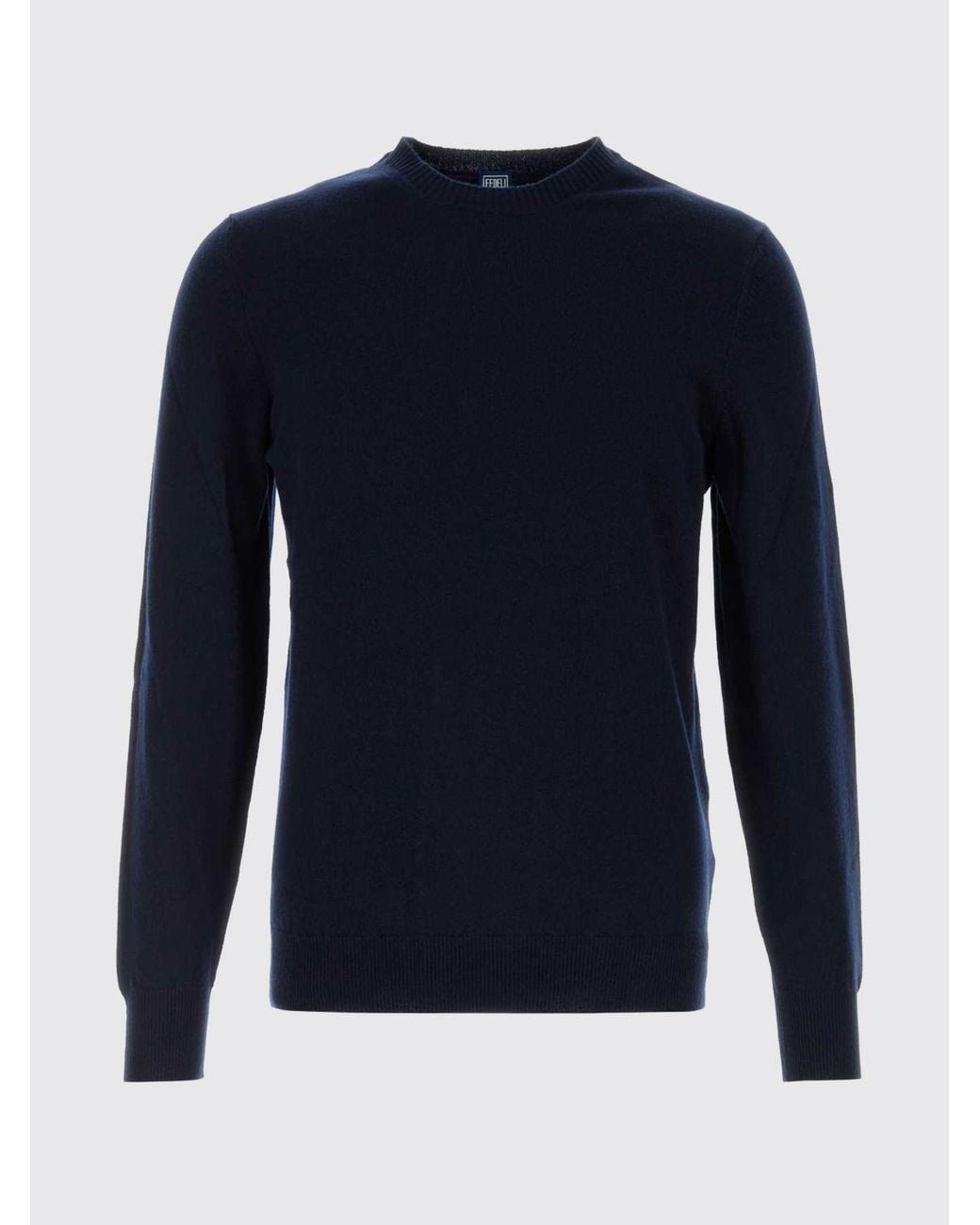 Fedeli Blue Long-Sleeved Crew-Neck Jumper for men