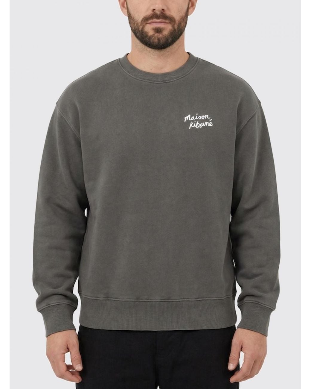 Maison Kitsuné Gray Maison KitsunÉ Cotton Crewneck Sweatshirt for men