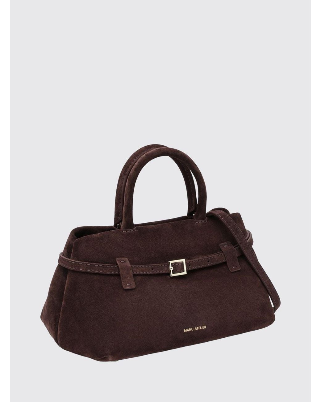 MANU Atelier Brown Le Cambon 25 Leather Handbag With Removable Shoulder Strap