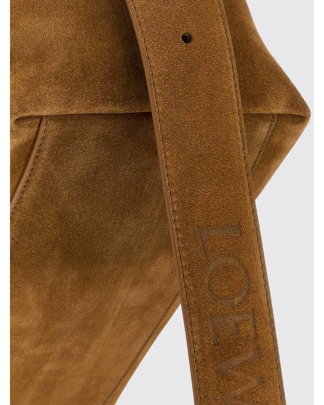 Loewe White Loop Suede Calfskin Shoulder Bag With Adjustable Handle for men