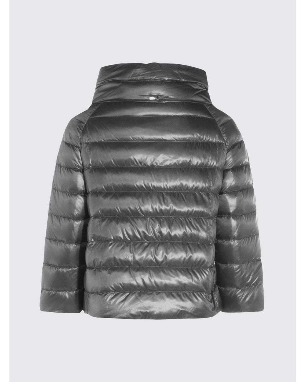Herno Gray Sofia Short Ultra-Light Nylon Down Jacket With High Neck