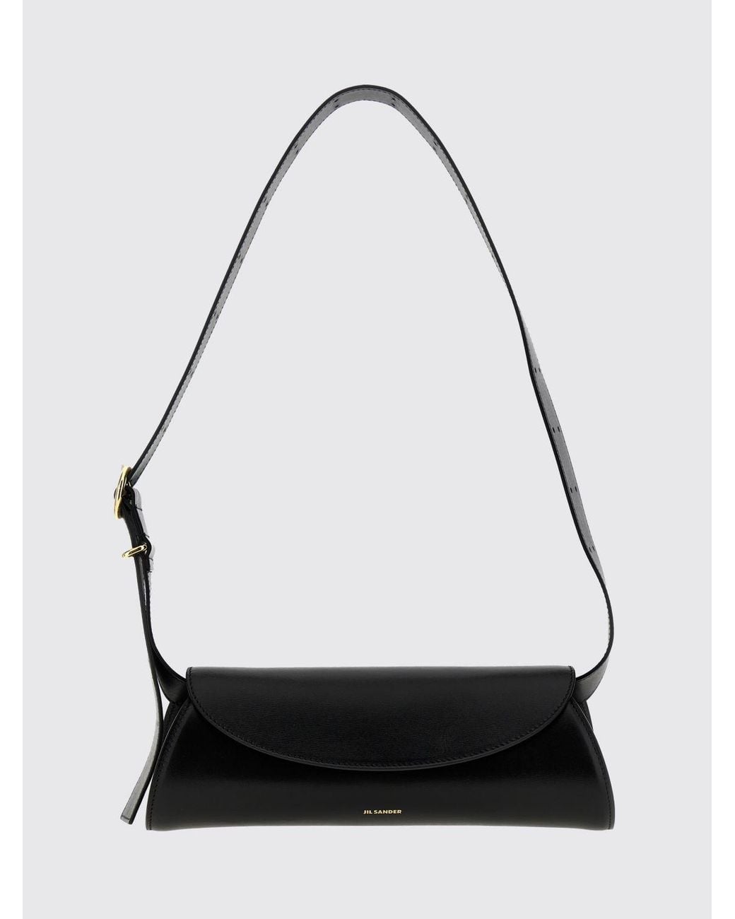 Jil Sander Black Small Cannolo Smooth Calfskin Leather Shoulder Bag