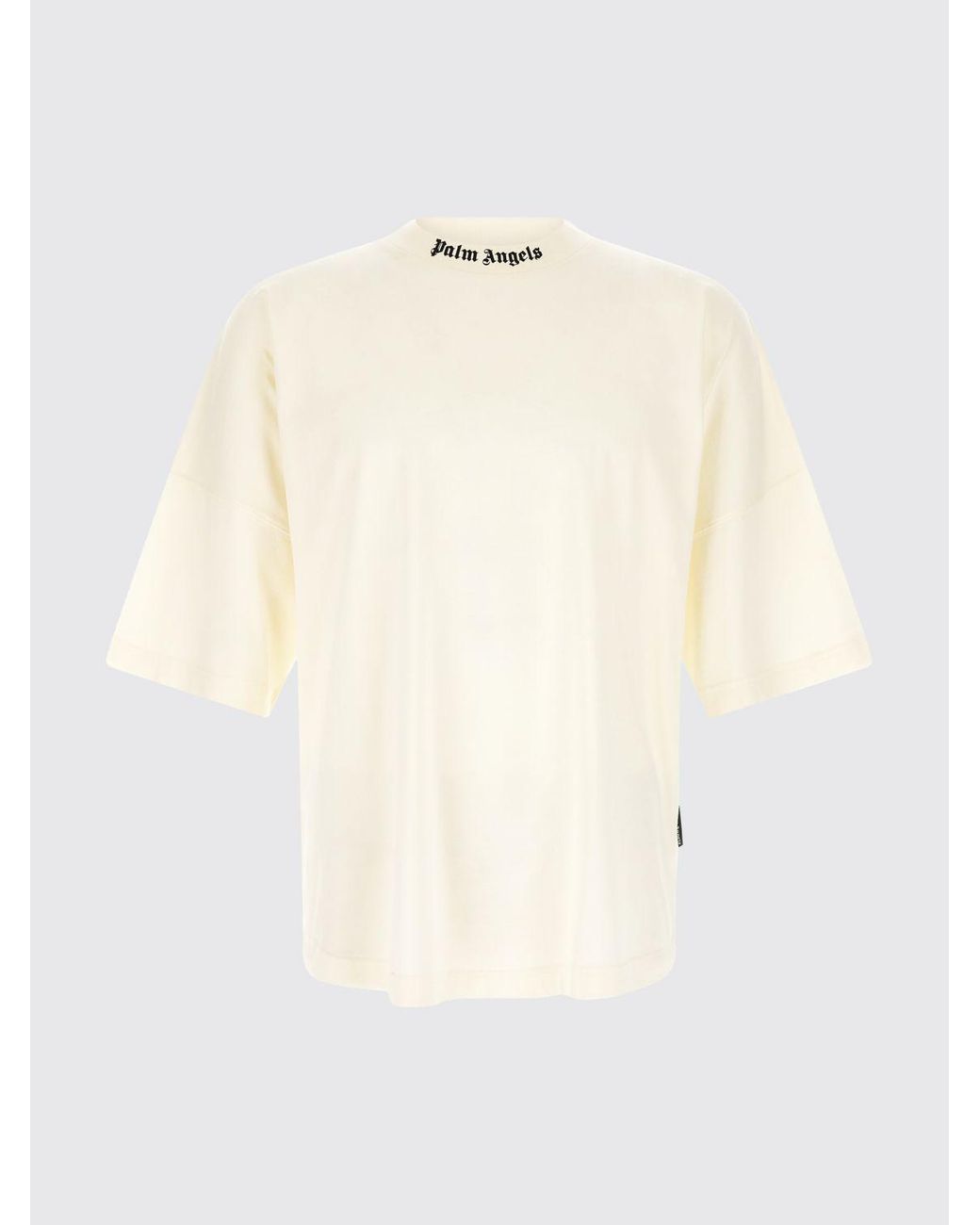 Palm Angels White Relaxed Fit Cotton T-Shirt With Contrasting Logo for men
