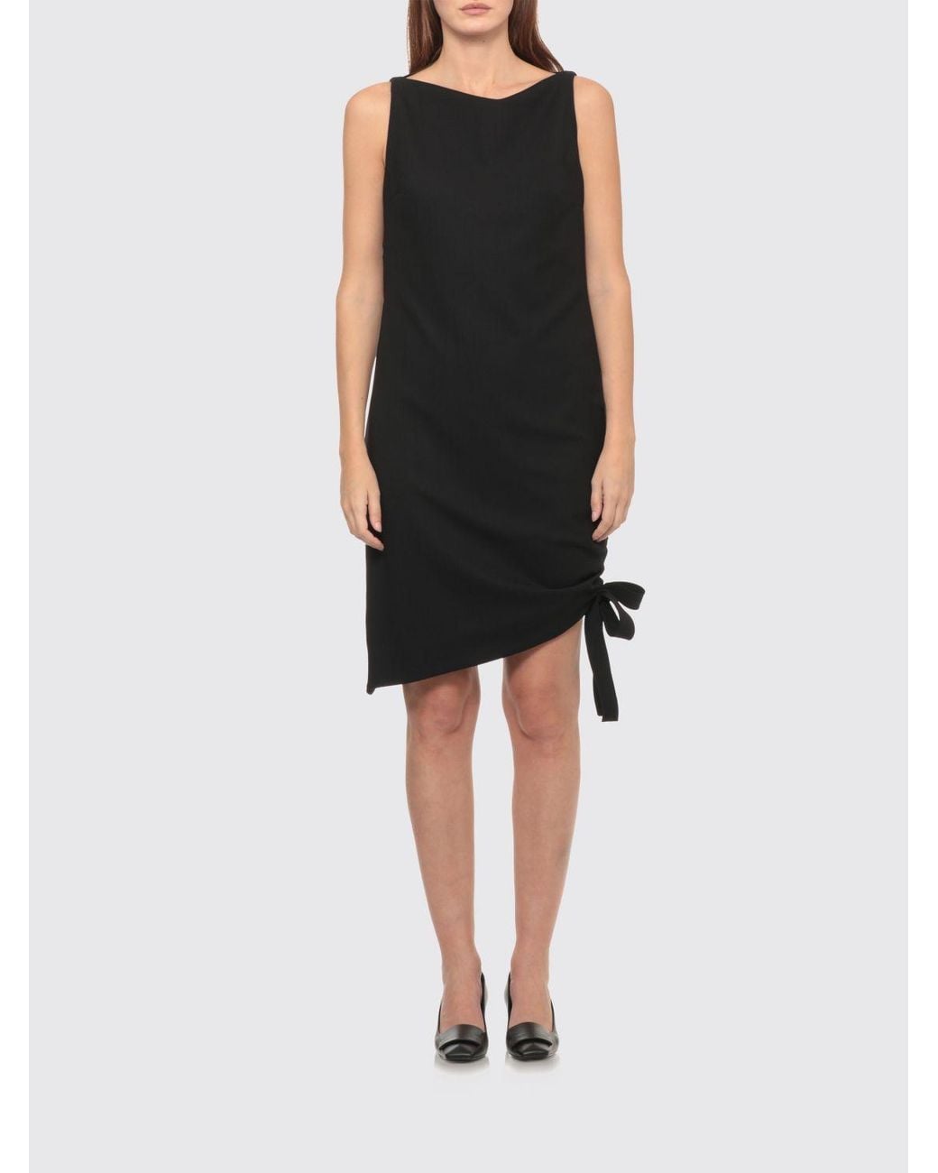 Carolina Herrera Black Off-The-Shoulder Virgin Wool Knit Mini Dress