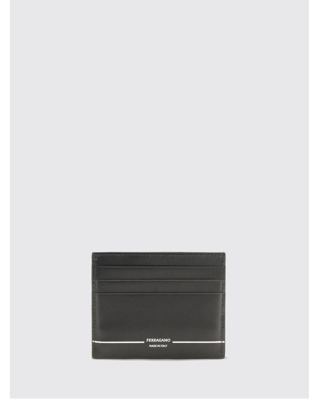Ferragamo White Gancini Smooth Calfskin Card Holder With Contrast Logo for men