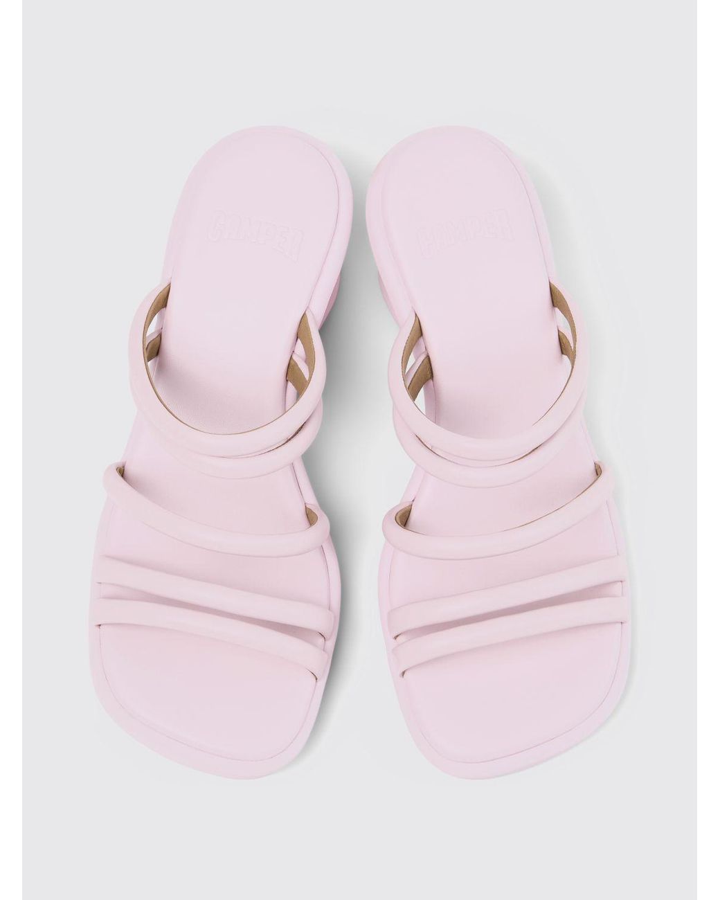 Camper Pink Louise Leather Wedge Sandals