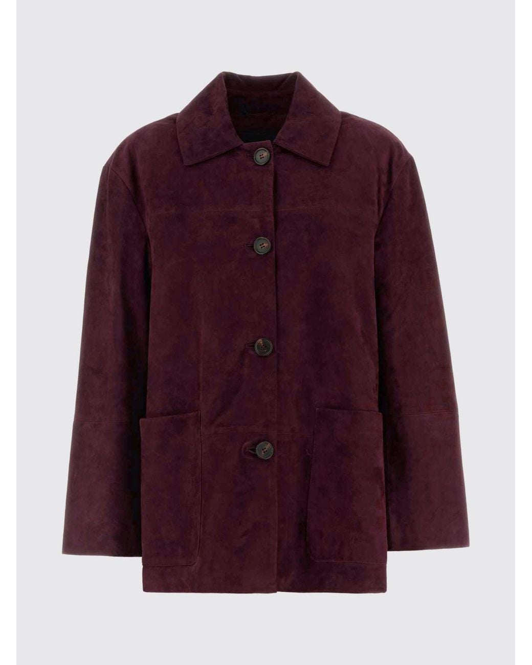 Max Mara Purple Suede Lambskin Shirt Jacket With Pockets
