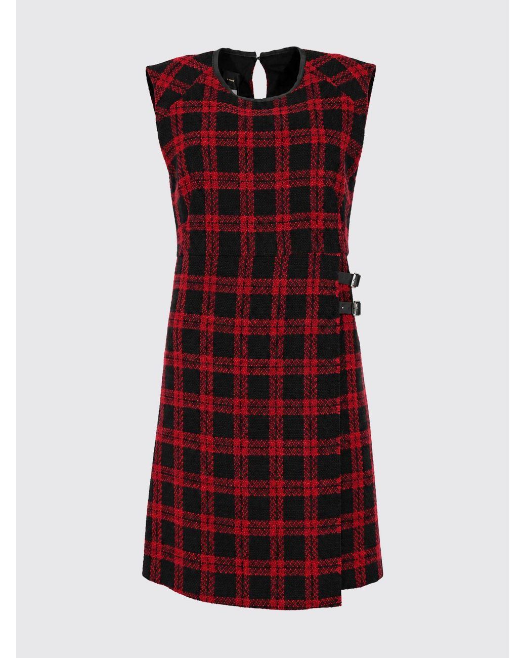 Pinko Red Amaranda Tartan Pattern Mini Wrap Dress
