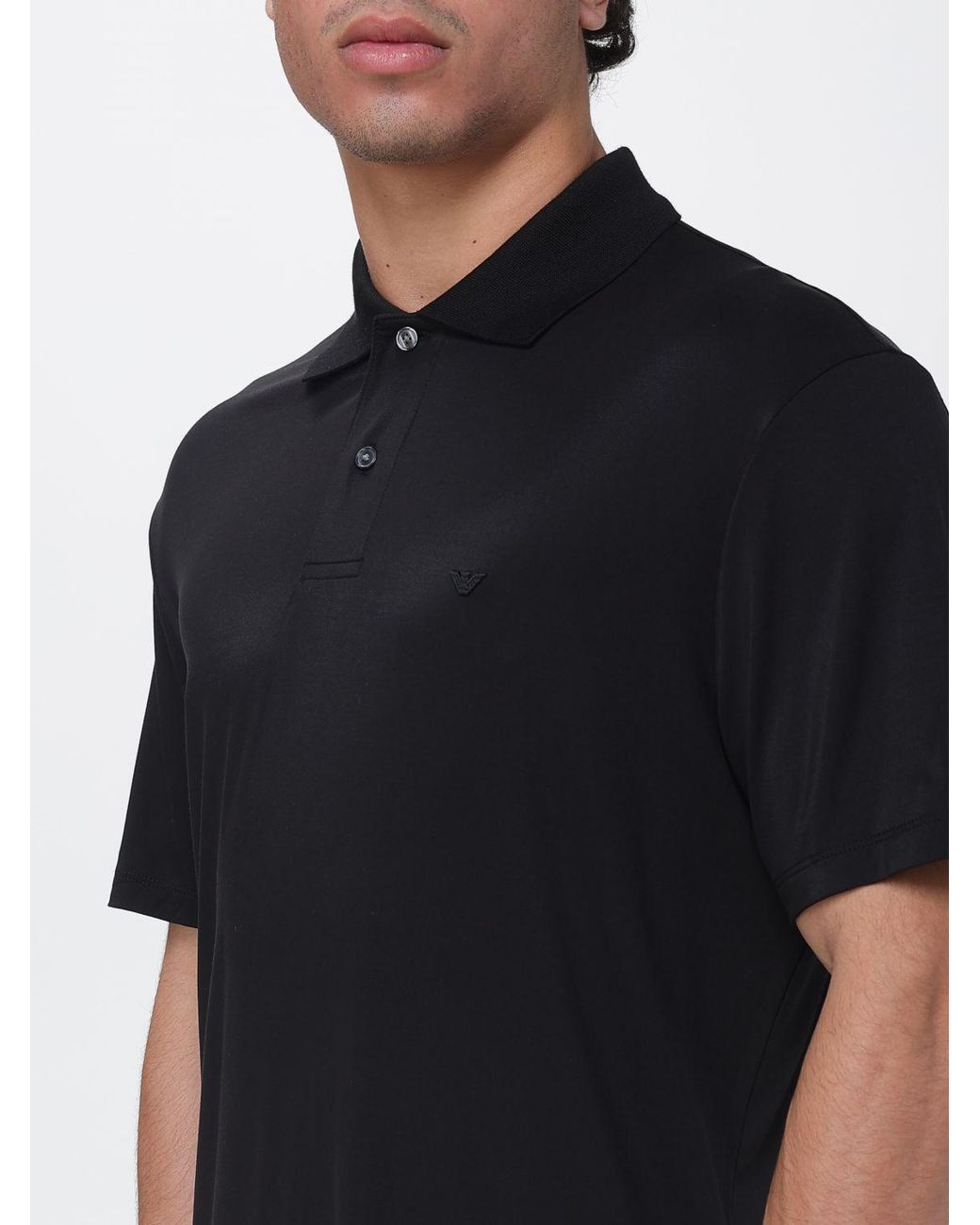 Emporio Armani Black Short Sleeves Buttoned Polo for men