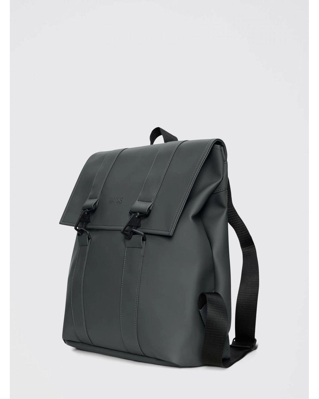 Rains Gray Msn Waterproof Pu Backpack for men