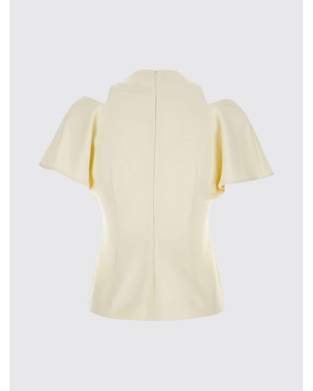 FEDERICA TOSI Natural Short-Sleeved Cady Blouse With High Neck And Cut-Out Shoulders