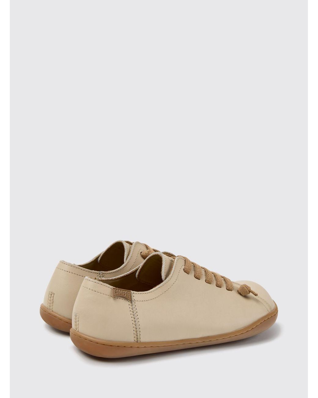 Camper Natural Peu Leather Low Top Slip-On Sneakers With Elasticized Laces