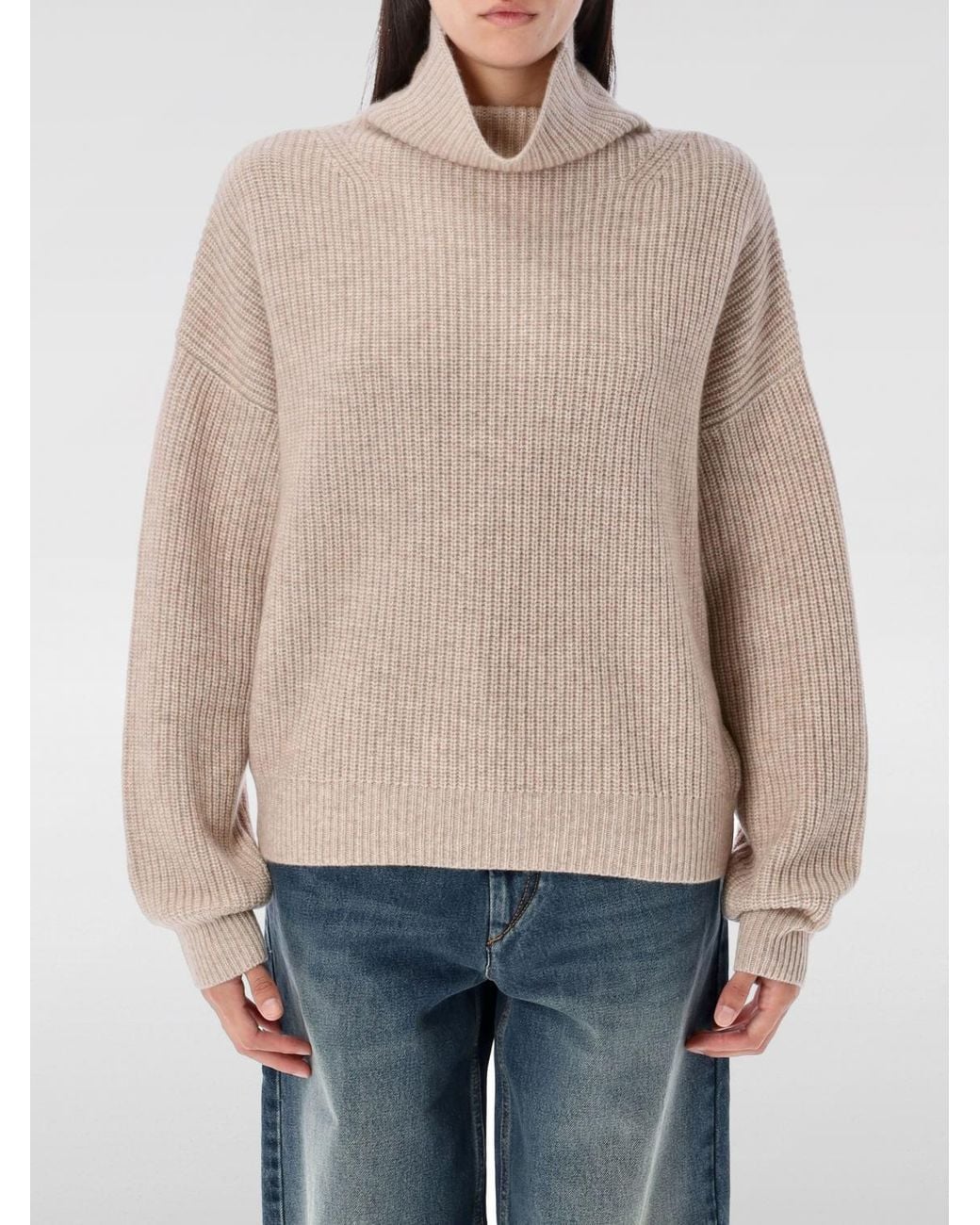 Isabel Marant Natural Merino Wool And Cashmere Turtleneck Sweater
