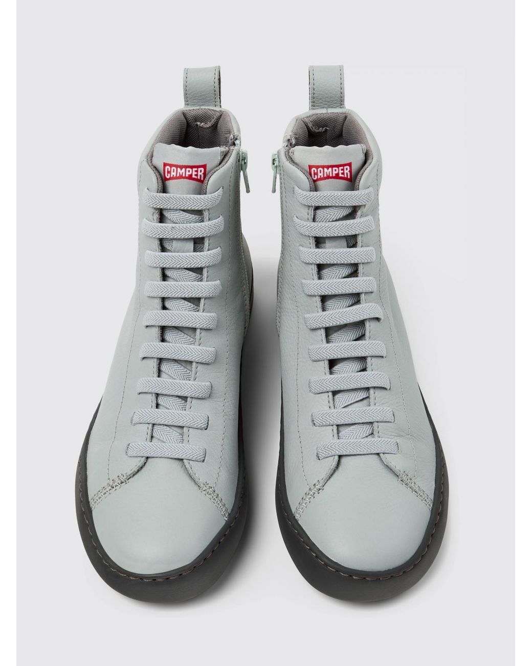 Camper White Peu Touring Grained Leather Ankle Boots
