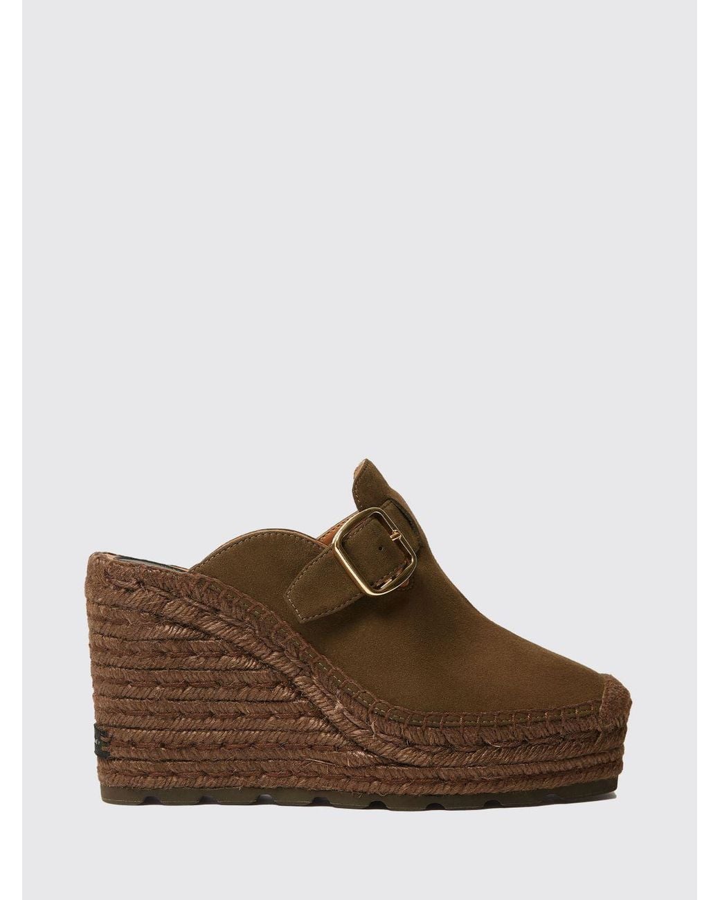 Stella McCartney Brown Synthetic Suede Wedge Mules