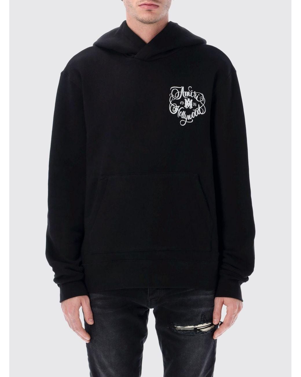 Amiri Blue Cotton Logo Hoodie for men