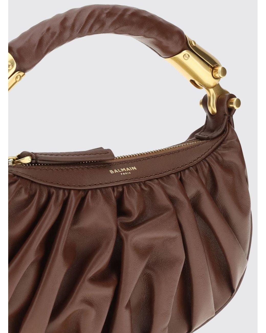 Balmain Brown Ébène Leather Handbag