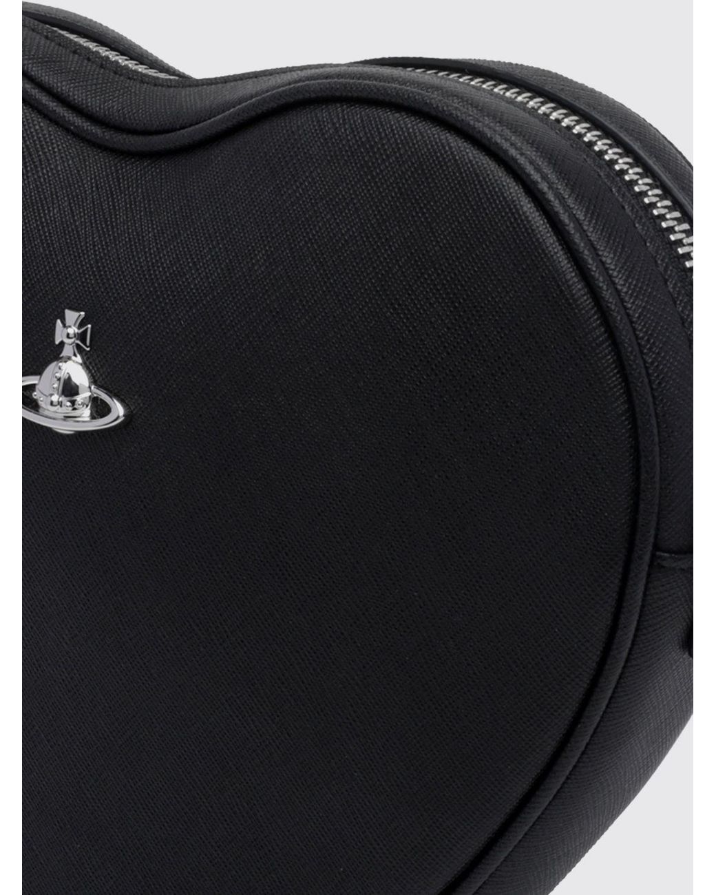 Vivienne Westwood Black Alexa Heart-Shaped Shoulder Bag With Orb Logo By