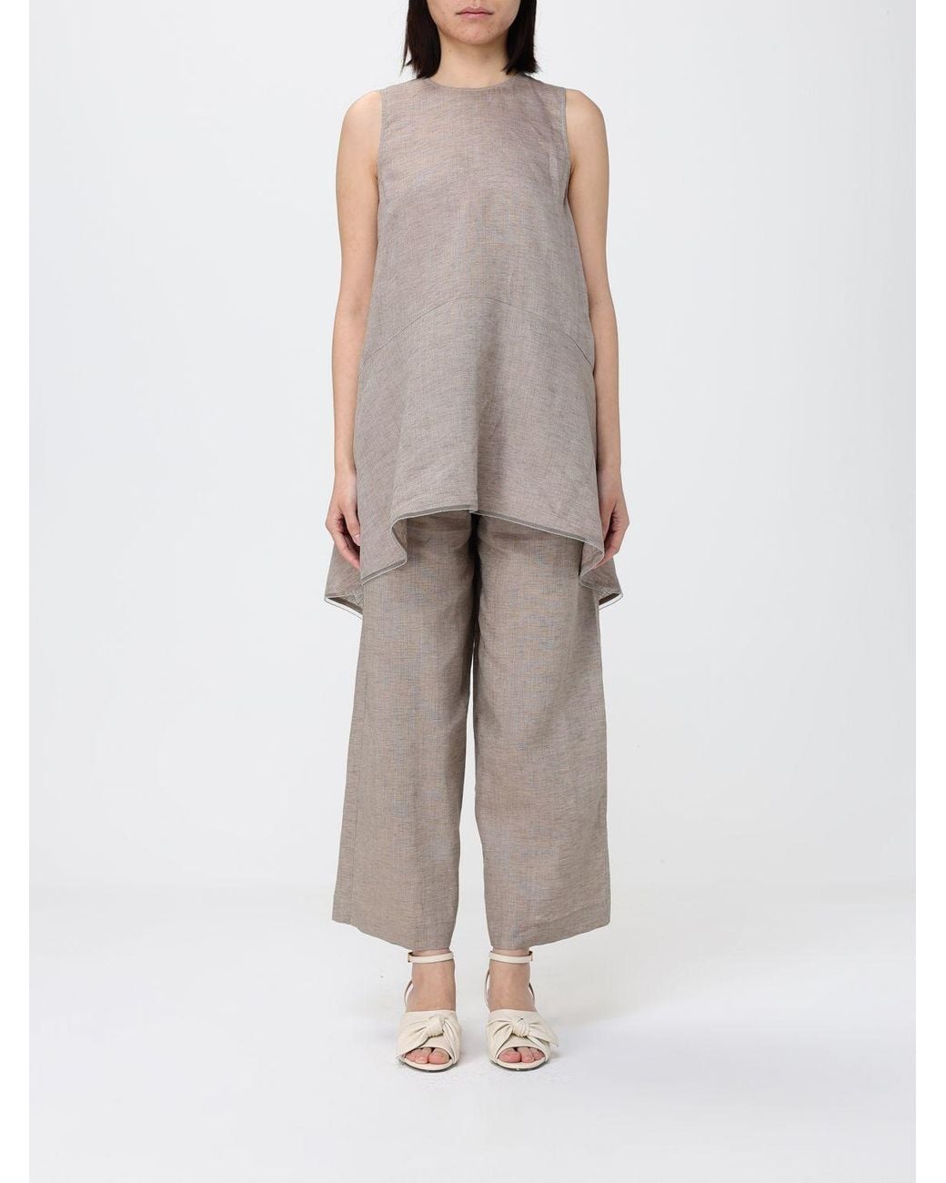Fabiana Filippi Gray Linen Sleeveless Top