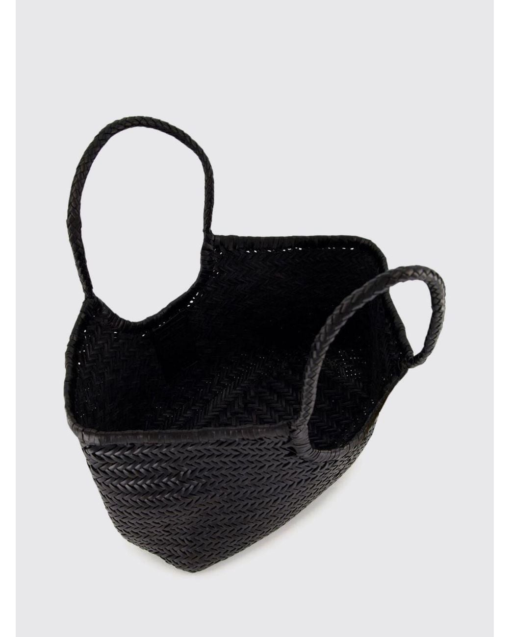 Dragon Diffusion Black Nantucket Woven Leather Shoulder Bag With Braided Handles