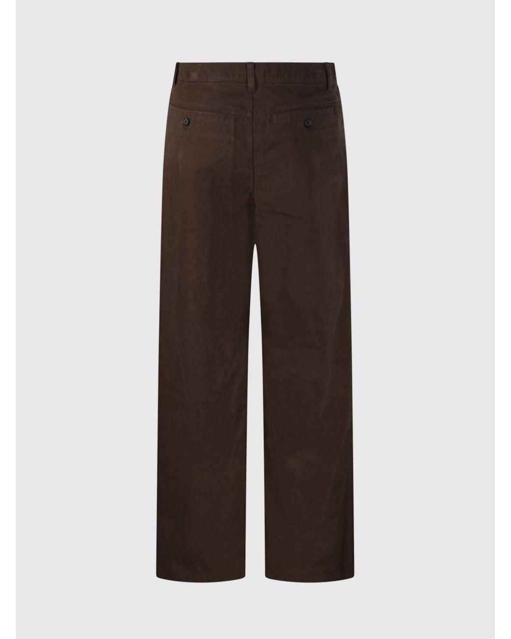 DUNST Brown Slacks Wide-Leg Cotton Chino Trousers With Mid-Rise Waist for men