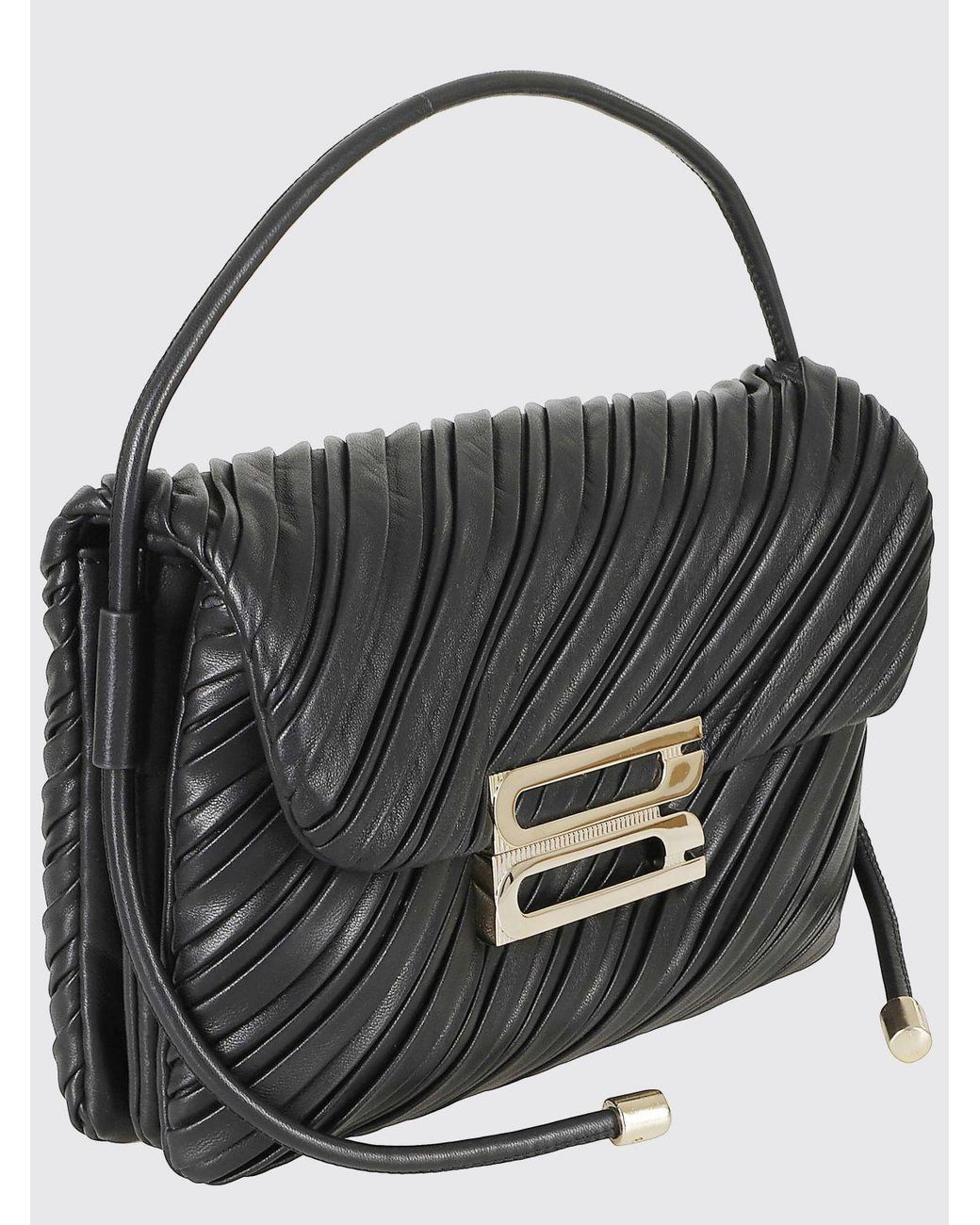 Victoria Beckham Black Dorian Pleated Nappa Leather Handbag With Tubular Handle