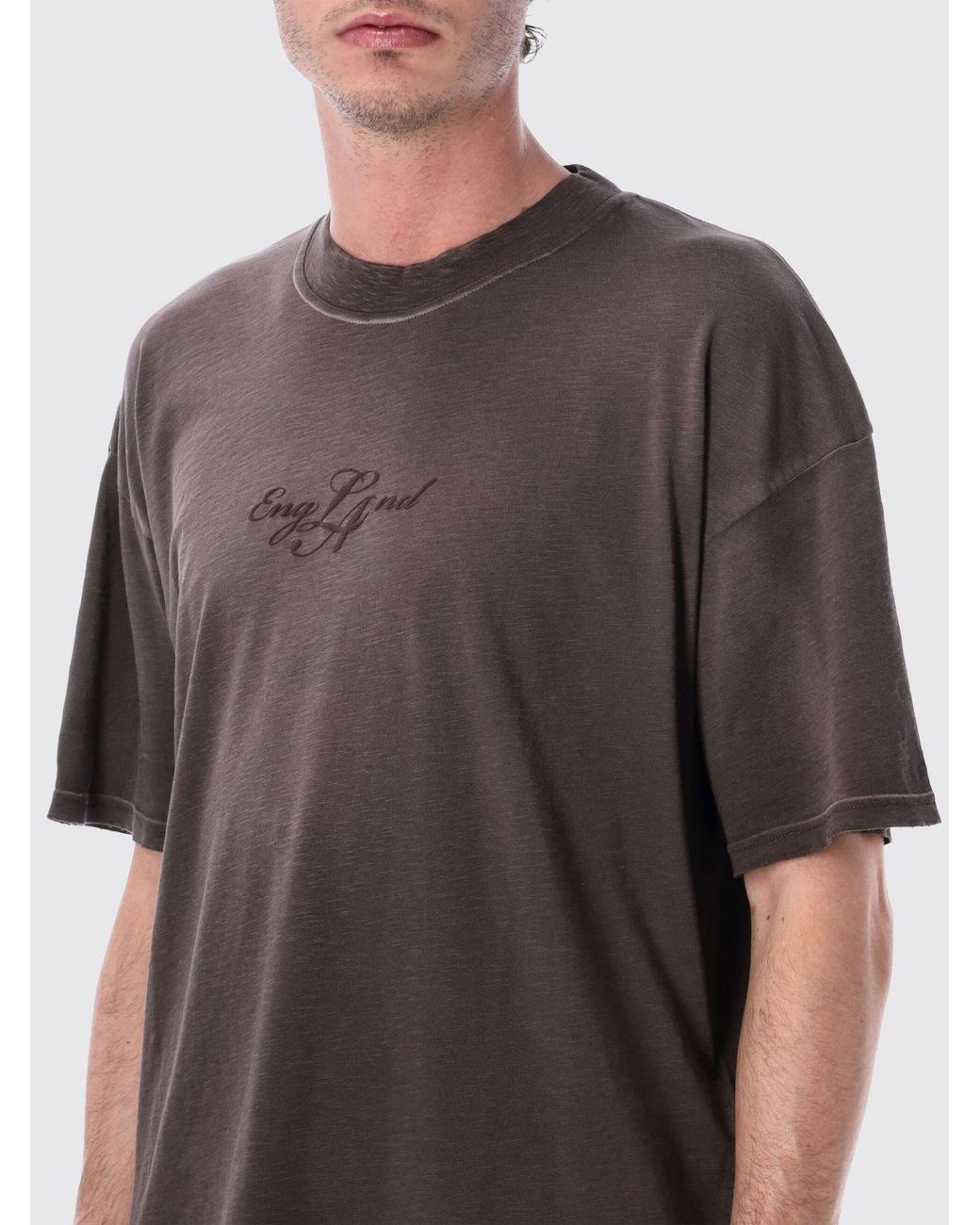Represent Gray Cotton T-Shirt With Logo for men