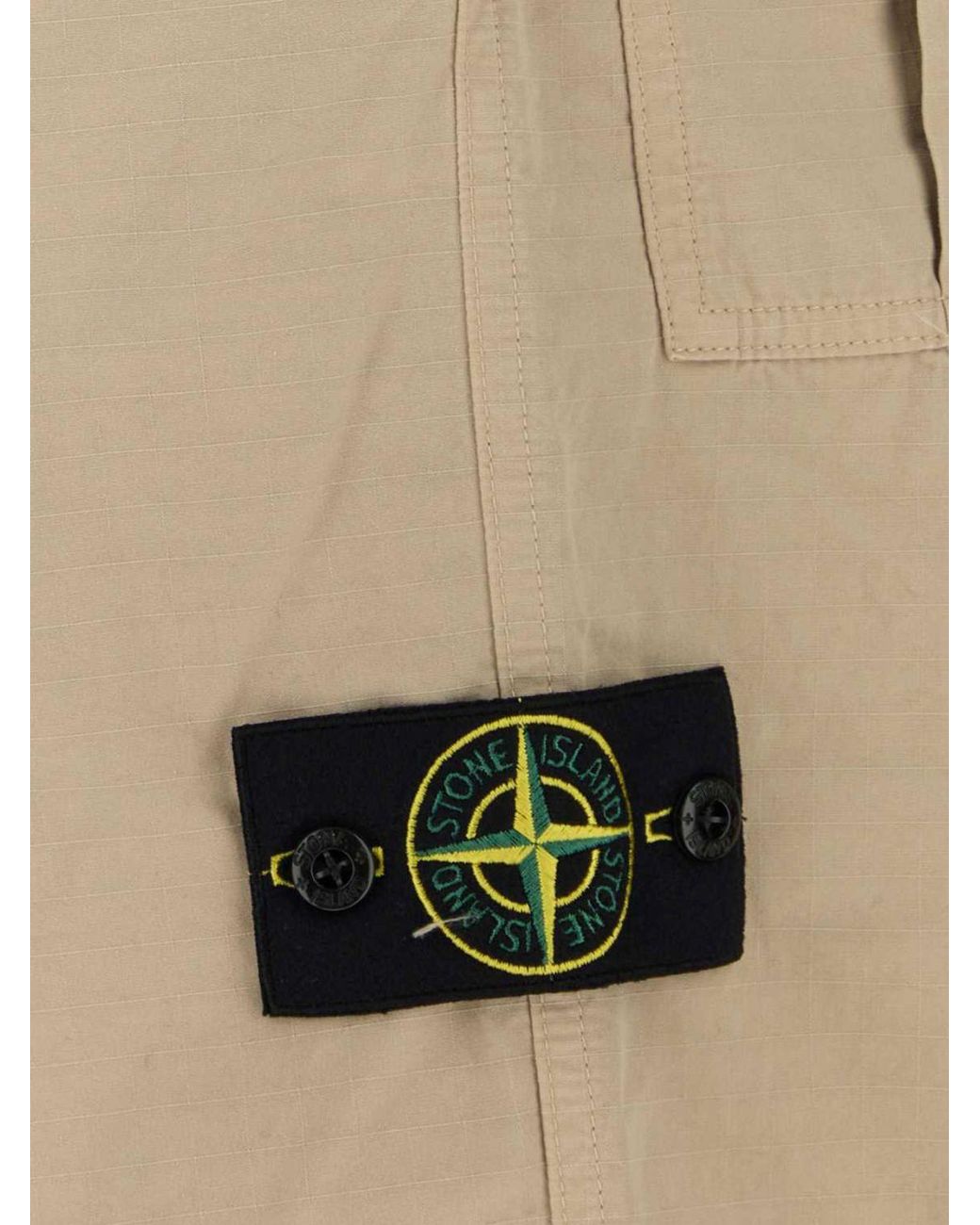 Stone Island Natural Slim Fit Cotton Cargo Trousers With Compass Logo Patch for men