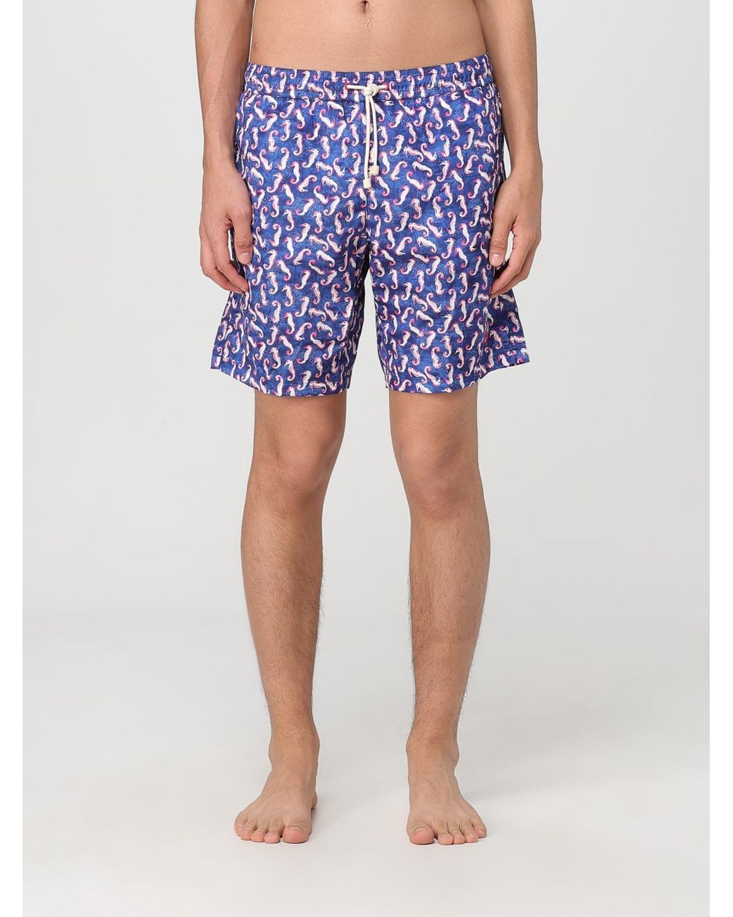 Kampos Blue Patterned Nylon Swim Shorts for men