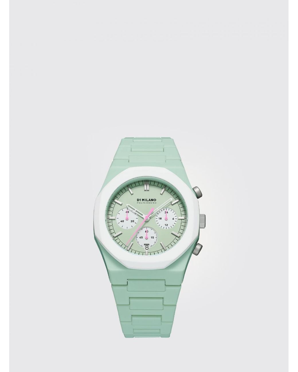 D1 Milano Green Bicolor Polycarbonate Watch With Abstract Pattern for men
