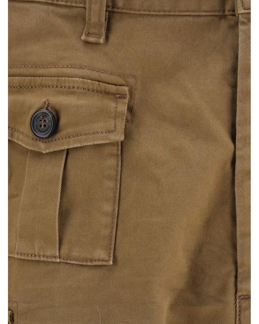 DSquared² Natural Stretch Cotton Cargo Shorts With Side Pockets for men