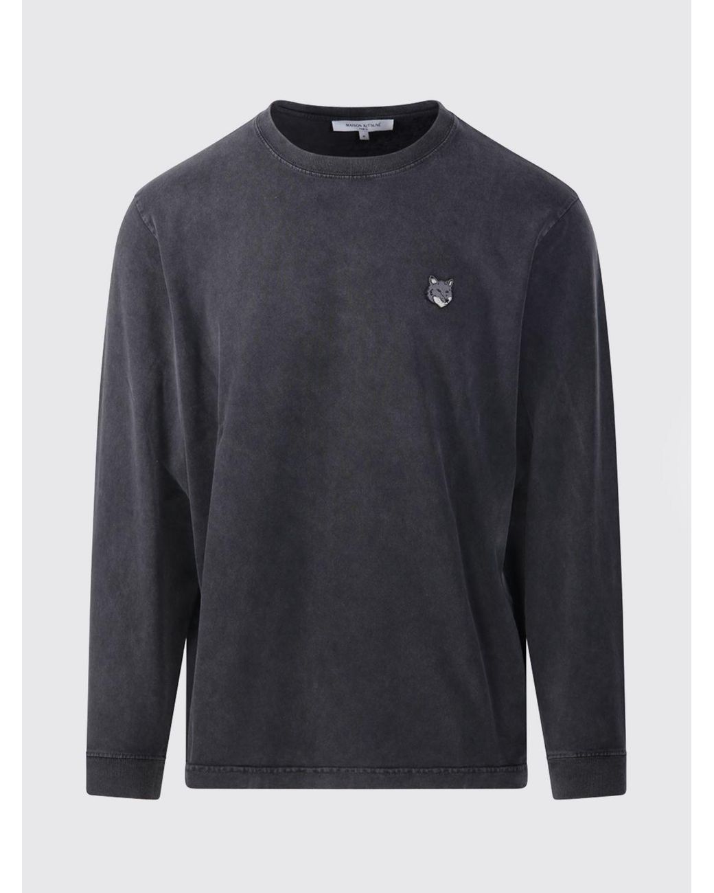Maison Kitsuné Blue Maison KitsunÉ Chillax Fox Patch Organic Cotton Long-Sleeved T-Shirt for men