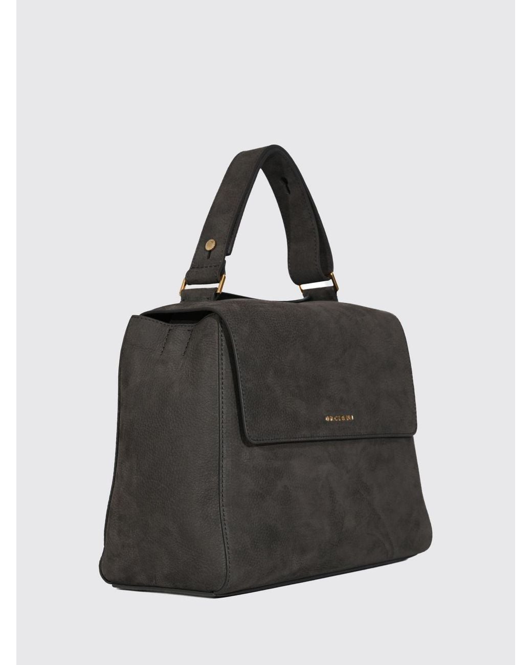 Orciani Black Sveva Hammered Leather Handbag With Adjustable Handle And Strap