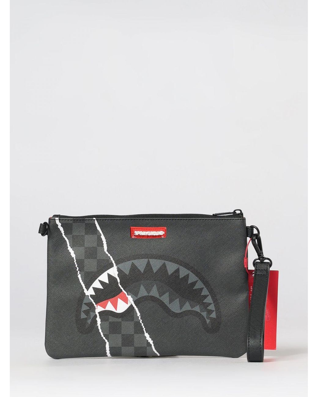 Sprayground Gray Logo Print Coated Cotton Crossbody Pouch With Removable Handle for men