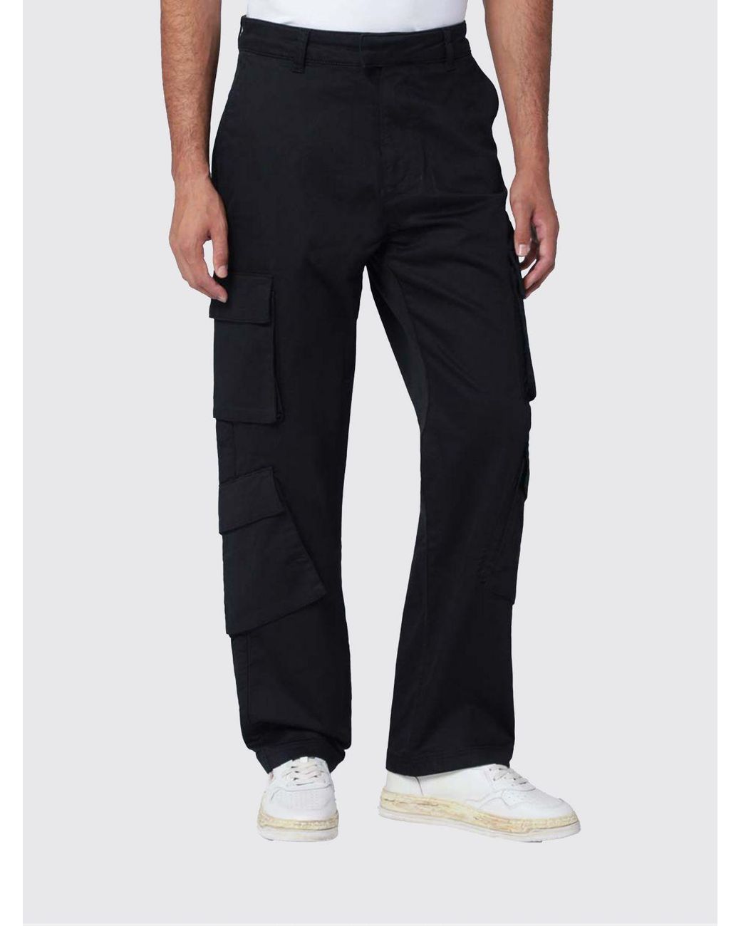 Represent Blue Cotton Cargo Trousers for men