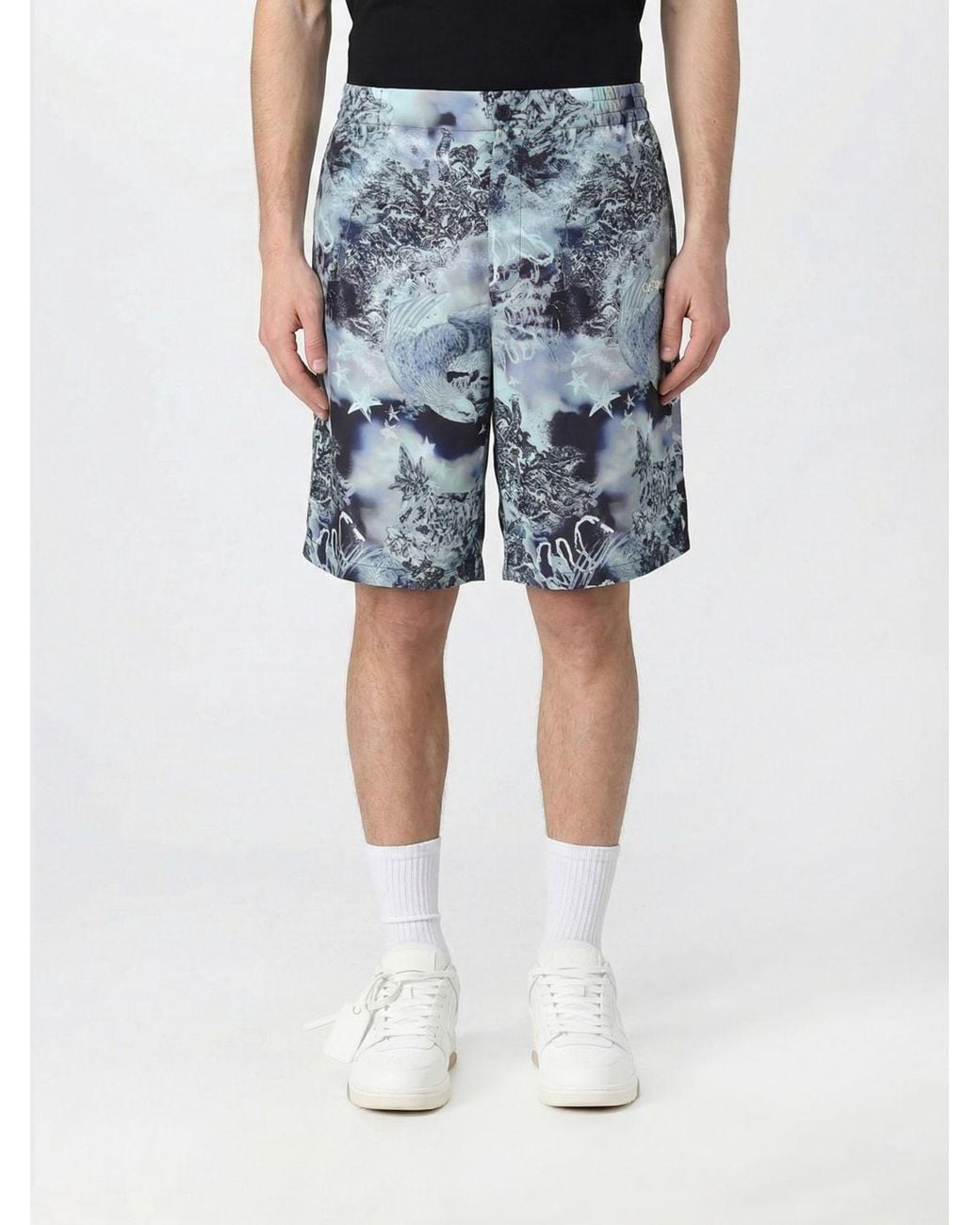 Off-White c/o Virgil Abloh Blue Printed Viscose Shorts for men