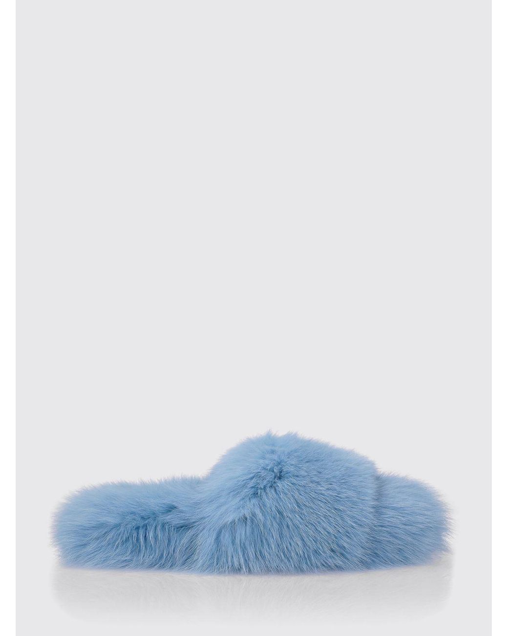Philipp Plein Blue Solid Colour Fur Slide Sandals With A Low Heel