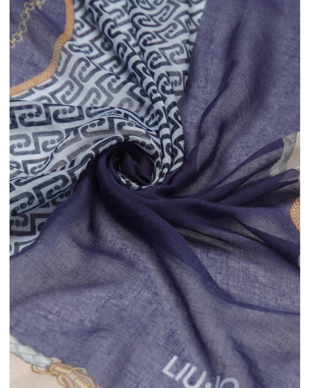 Liu Jo Blue Polyester Scarf With All-Over Lj Monogram