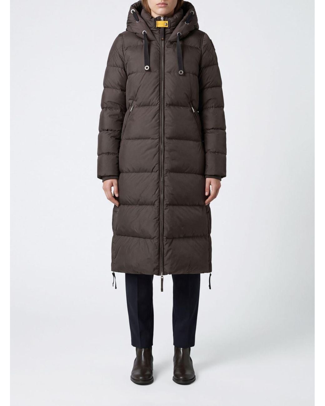 Parajumpers Black Long Quilted Nylon Down Jacket With Hood And Zip Closure