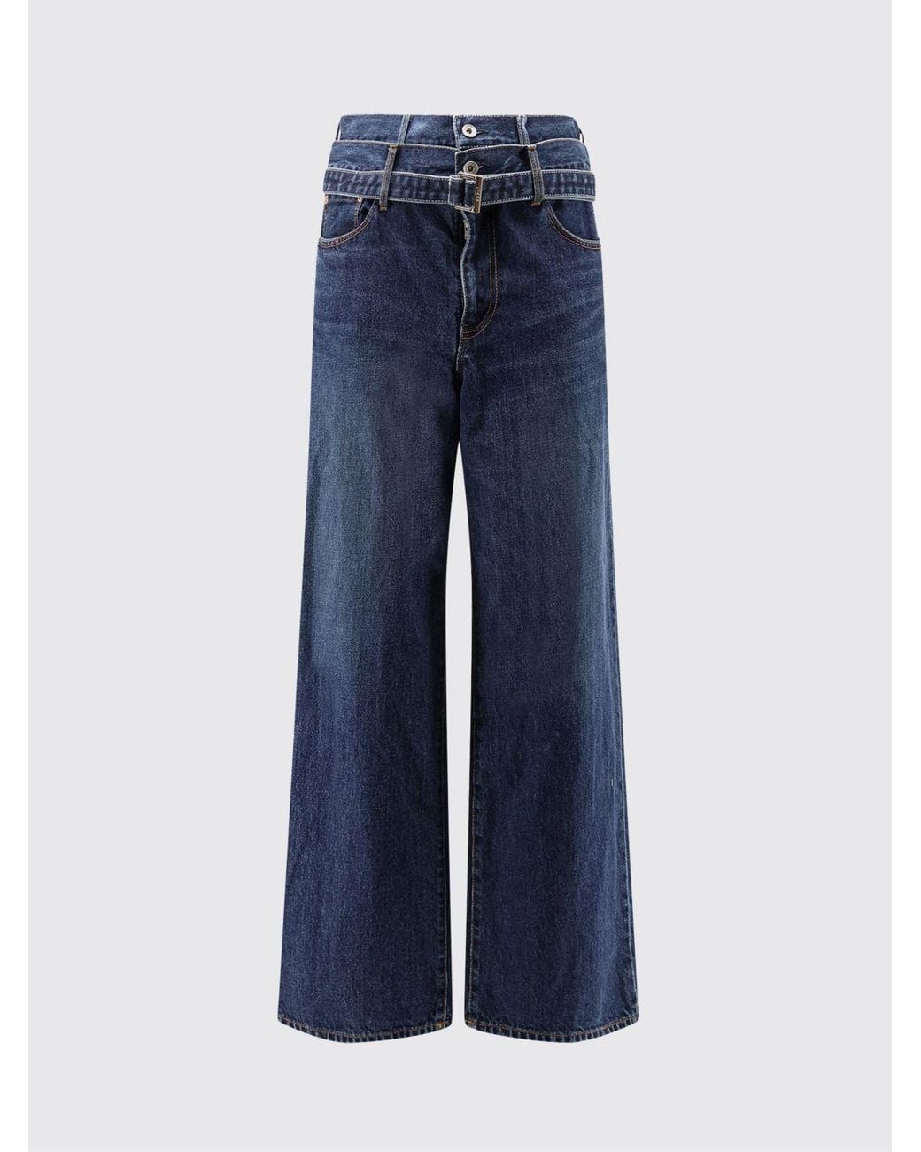 Sacai Blue Cotton Denim Straight Jeans for men