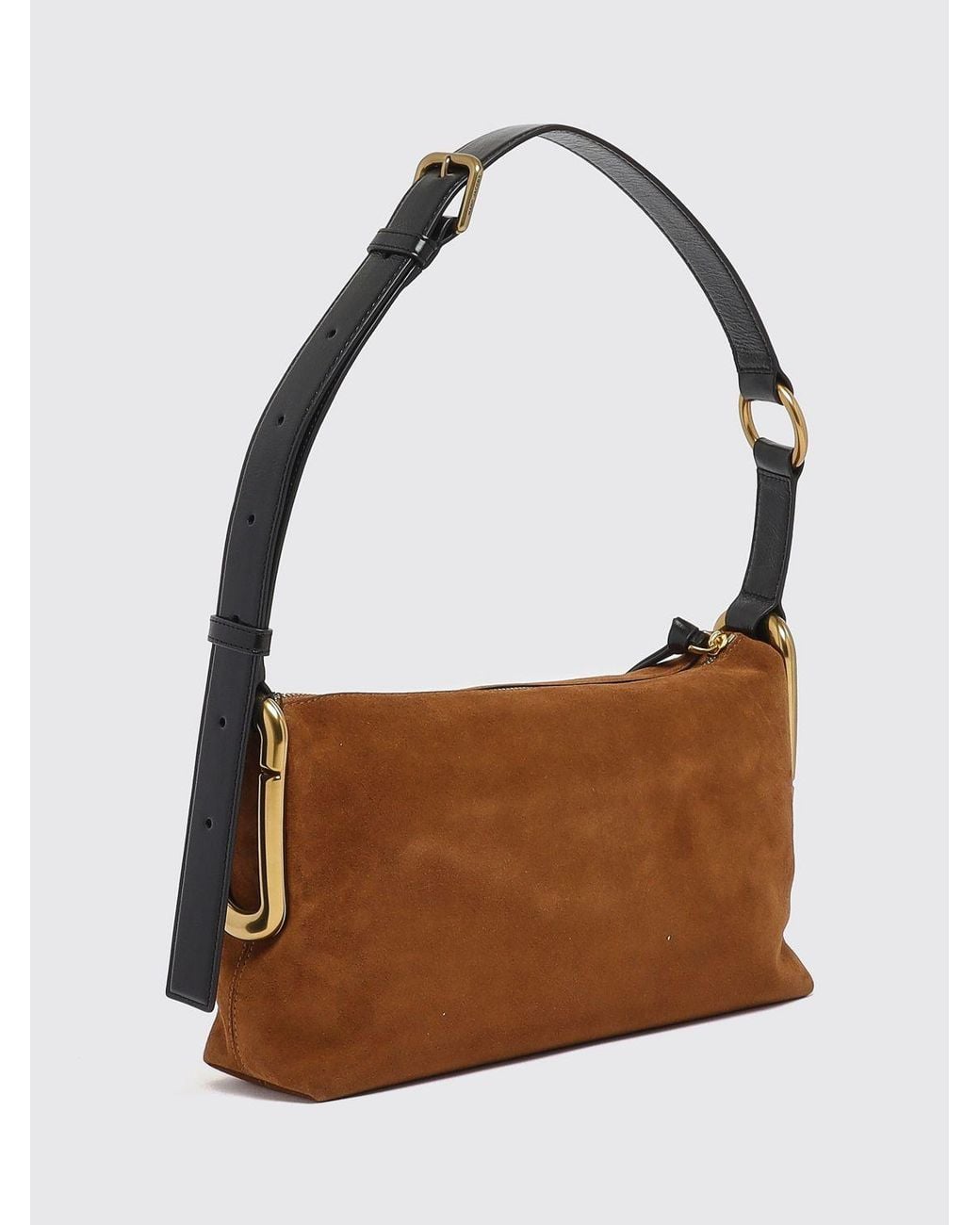 Marc Jacobs Brown Suede Leather Shoulder Bag With Metallic Double J Logo
