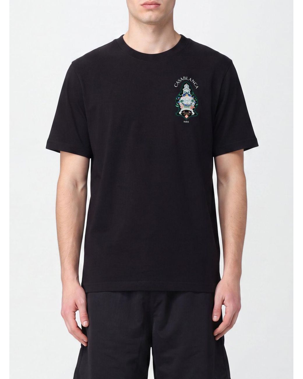Casablanca Black Organic Cotton Crew Neck T-Shirt With Logo Print for men