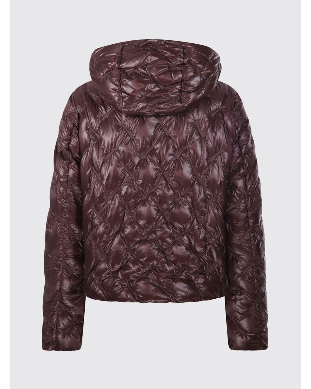 Herno Red Short Quilted Nylon Hooded Puffer Jacket With Zip Closure