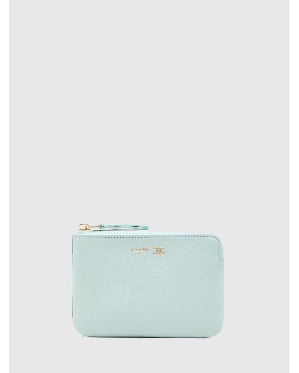 Céline Blue Triomphe Calfskin Leather Zip-Around Wallet