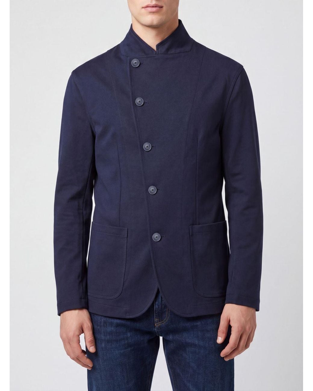 Emporio Armani Blue Slim Fit Double-Breasted Short Jacket for men